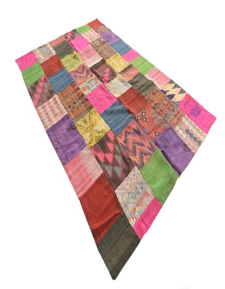 Detail image of  6' 8 x 9' 9  Hand Woven Kilim Patchwork Wool Rug