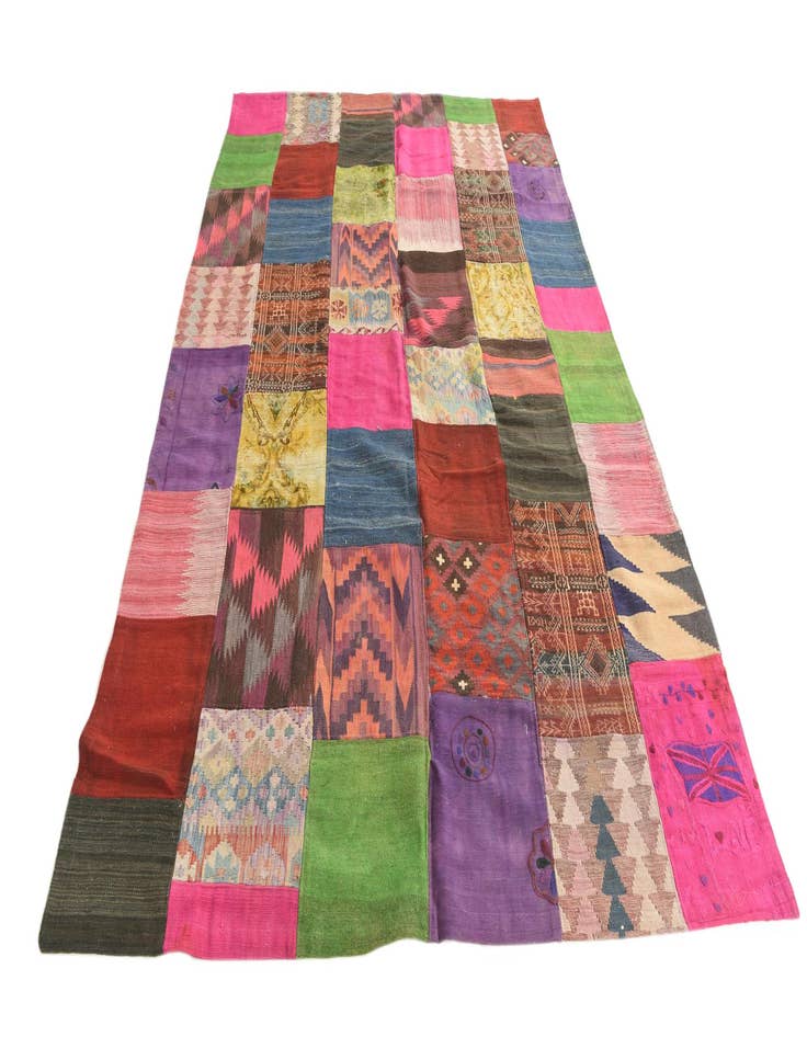 Detail image of  6' 8 x 9' 9  Hand Woven Kilim Patchwork Wool Rug