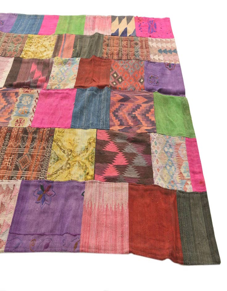 Detail image of  6' 8 x 9' 9  Hand Woven Kilim Patchwork Wool Rug