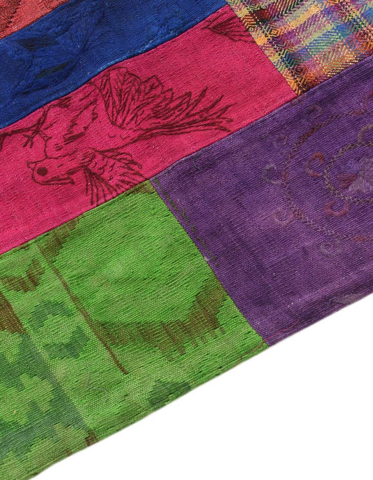 Detail image of  6' 6 x 9' 6  Hand Woven Kilim Patchwork Wool Rug