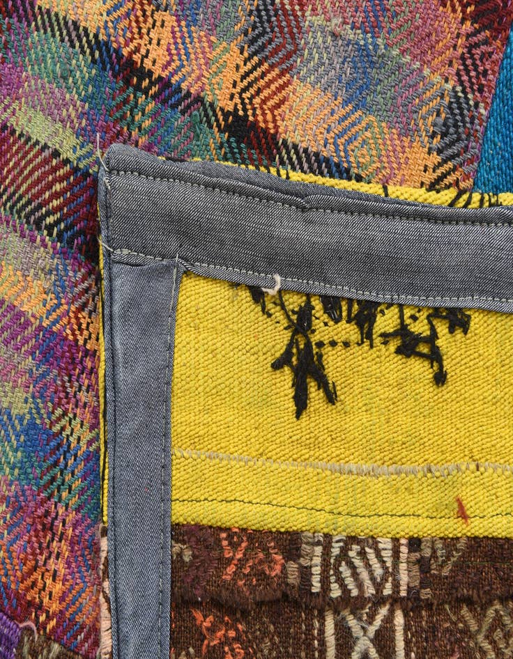 Detail image of  6' 6 x 9' 6  Hand Woven Kilim Patchwork Wool Rug