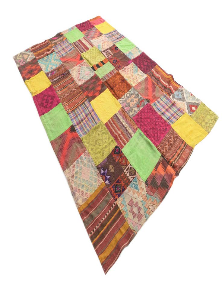 Detail image of  6' 7 x 9' 10  Hand Woven Kilim Patchwork Wool Rug