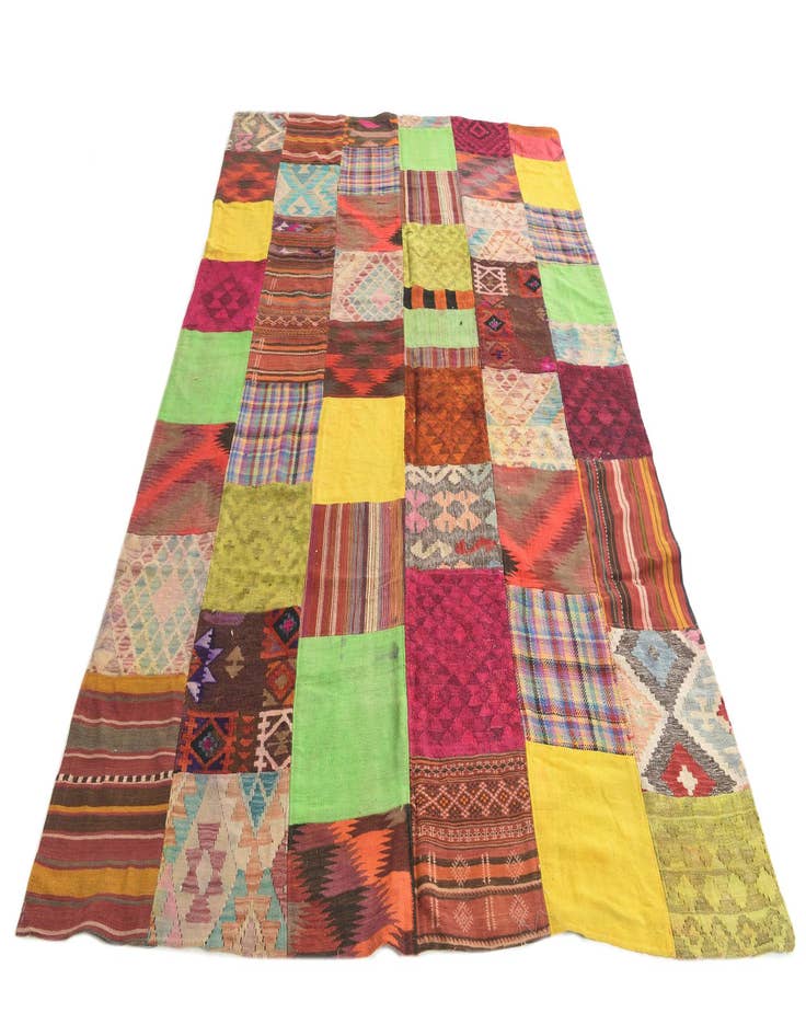 Detail image of  6' 7 x 9' 10  Hand Woven Kilim Patchwork Wool Rug