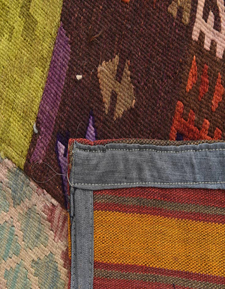 Detail image of  6' 7 x 9' 10  Hand Woven Kilim Patchwork Wool Rug