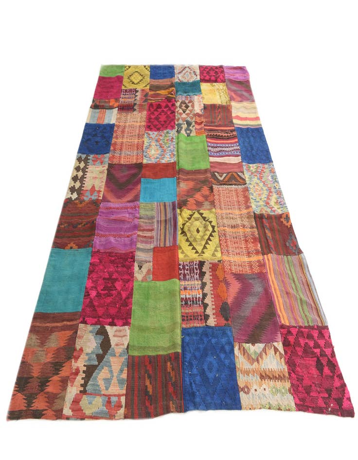 Detail image of  6' 9 x 9' 8  Hand Woven Kilim Patchwork Wool Rug