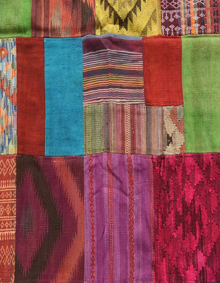 Detail image of  6' 9 x 9' 8  Hand Woven Kilim Patchwork Wool Rug