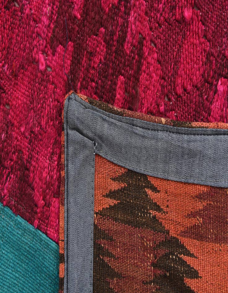 Detail image of  6' 9 x 9' 8  Hand Woven Kilim Patchwork Wool Rug