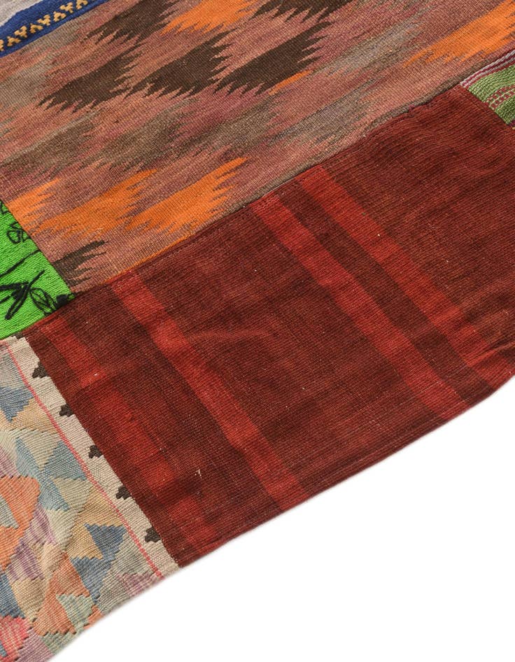 Detail image of  7' x 9' 10  Hand Woven Kilim Patchwork Wool Rug