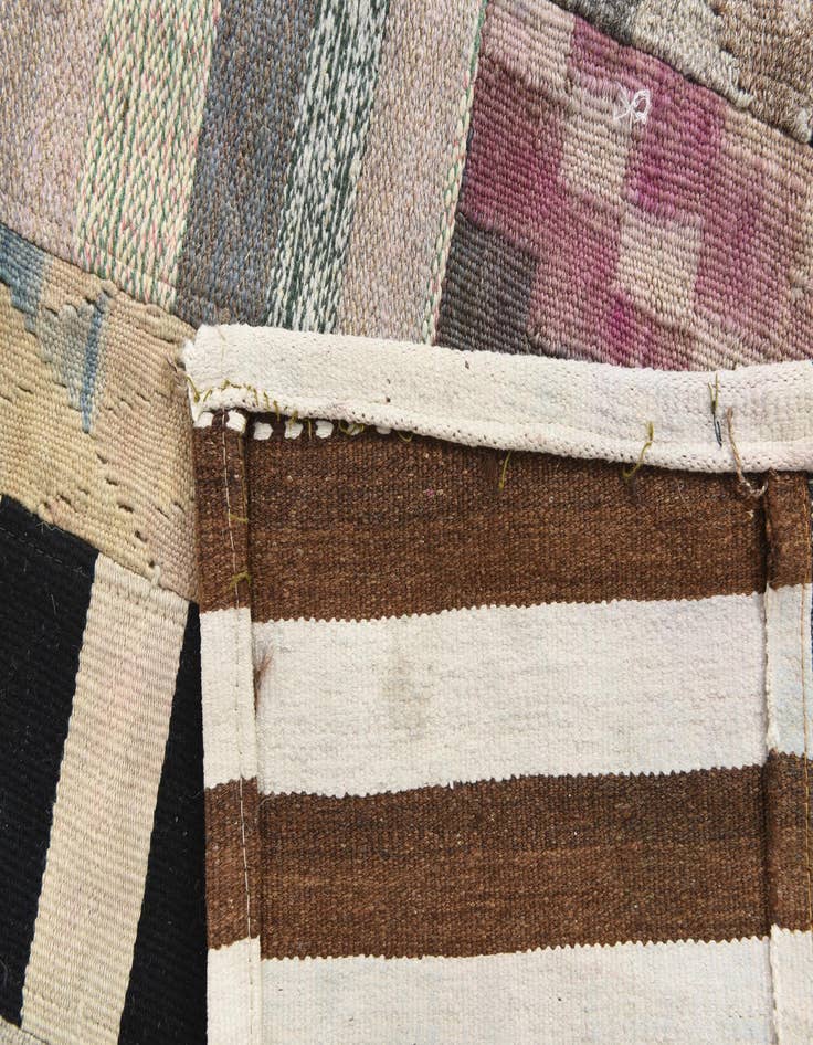 Detail image of  6' 5 x 9' 7  Hand Woven Kilim Patchwork Wool Rug