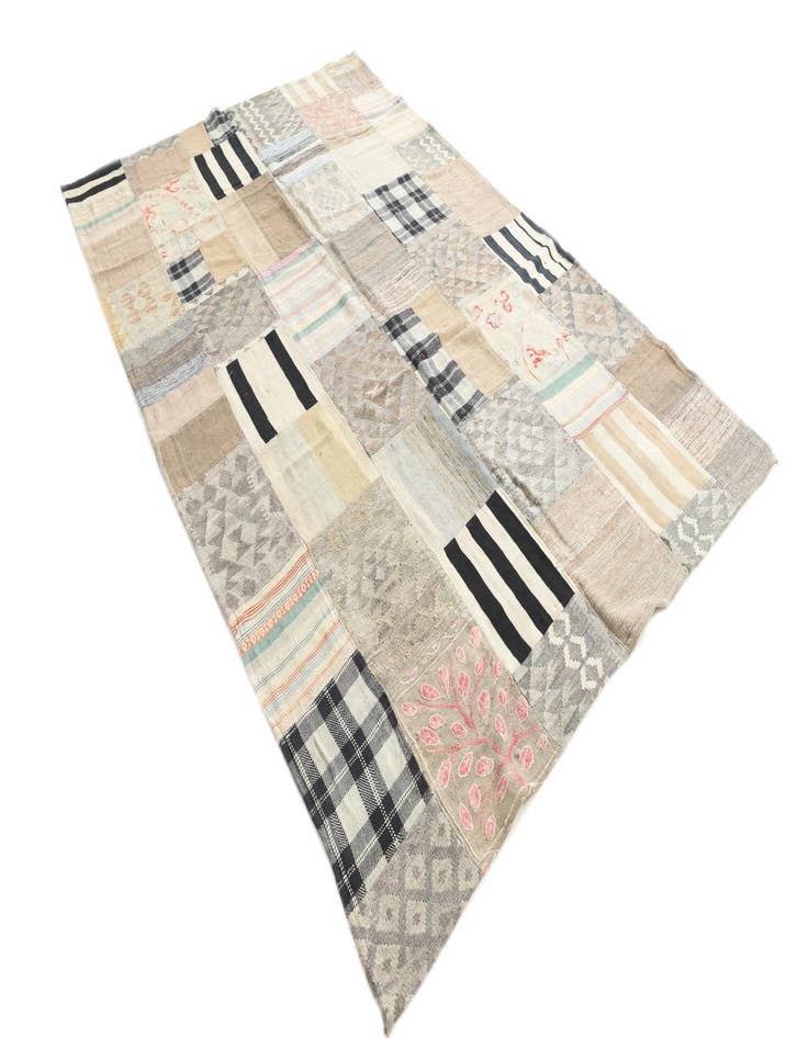 Detail image of  6' 4 x 9' 8  Hand Woven Kilim Patchwork Wool Rug