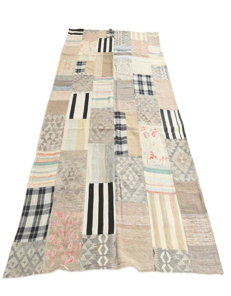 Detail image of  6' 4 x 9' 8  Hand Woven Kilim Patchwork Wool Rug