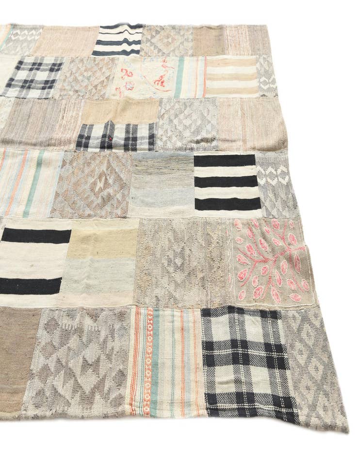 Detail image of  6' 4 x 9' 8  Hand Woven Kilim Patchwork Wool Rug