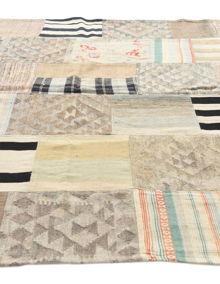Detail image of  6' 4 x 9' 8  Hand Woven Kilim Patchwork Wool Rug