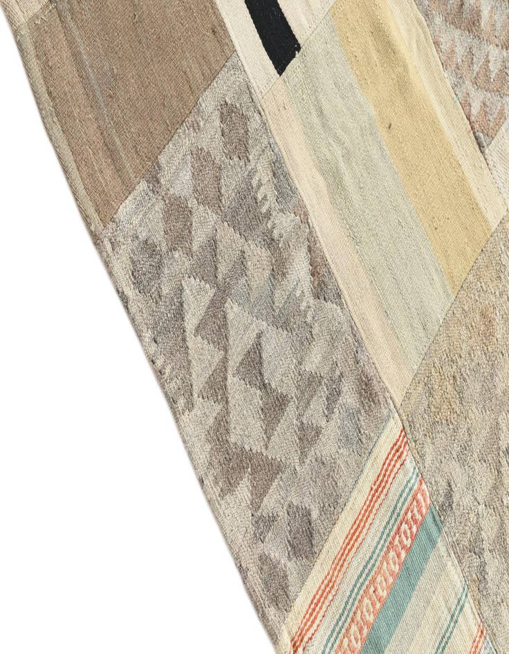 Detail image of  6' 4 x 9' 8  Hand Woven Kilim Patchwork Wool Rug