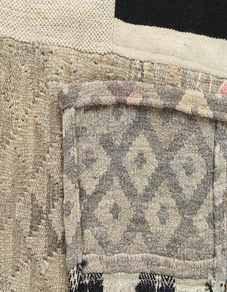 Detail image of  6' 4 x 9' 8  Hand Woven Kilim Patchwork Wool Rug