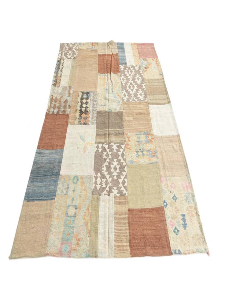 Detail image of  6' x 7' 9  Hand Woven Kilim Patchwork Wool Rug