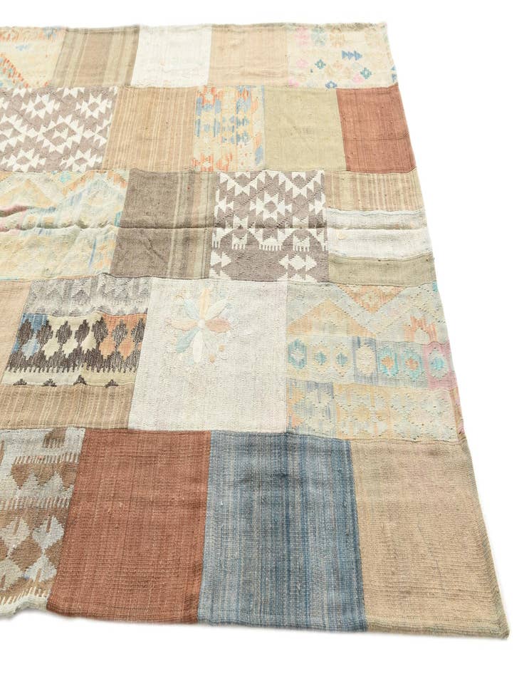 Detail image of  6' x 7' 9  Hand Woven Kilim Patchwork Wool Rug