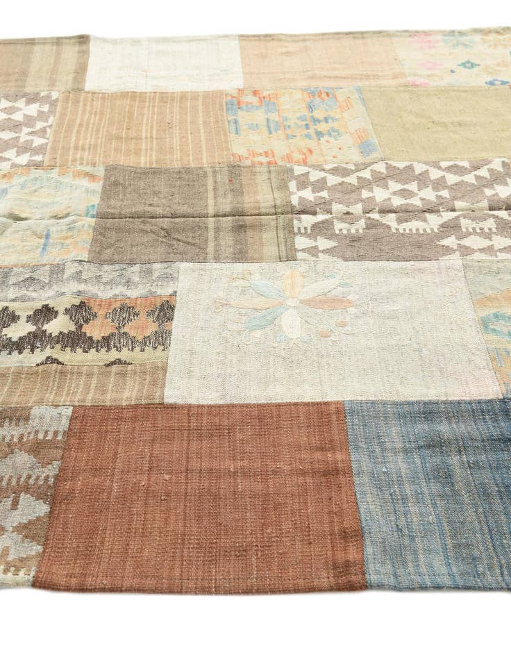 Detail image of  6' x 7' 9  Hand Woven Kilim Patchwork Wool Rug
