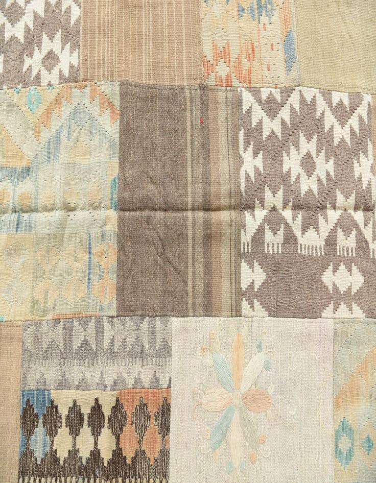 Detail image of  6' x 7' 9  Hand Woven Kilim Patchwork Wool Rug