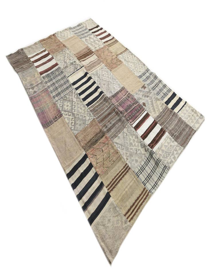 Detail image of  6' 5 x 9' 3  Hand Woven Kilim Patchwork Wool Rug