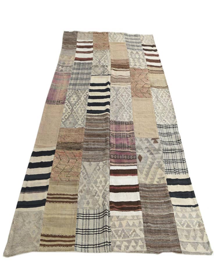 Detail image of  6' 5 x 9' 3  Hand Woven Kilim Patchwork Wool Rug