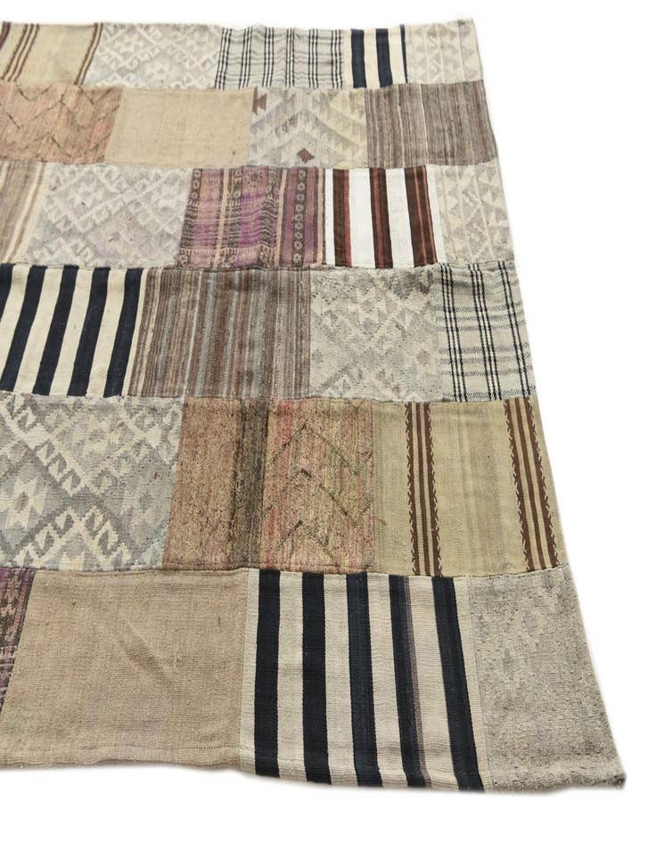 Detail image of  6' 5 x 9' 3  Hand Woven Kilim Patchwork Wool Rug