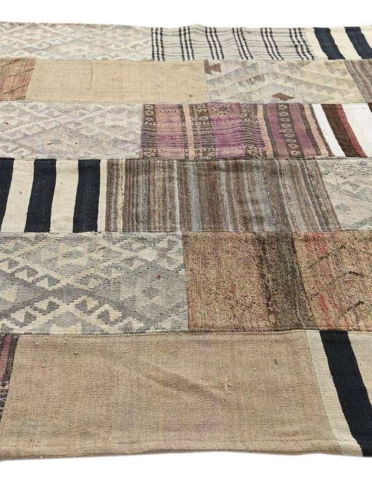 Detail image of  6' 5 x 9' 3  Hand Woven Kilim Patchwork Wool Rug