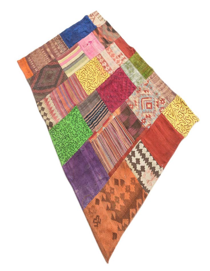 Detail image of  4' 8 x 6' 6  Hand Woven Kilim Patchwork Wool Rug