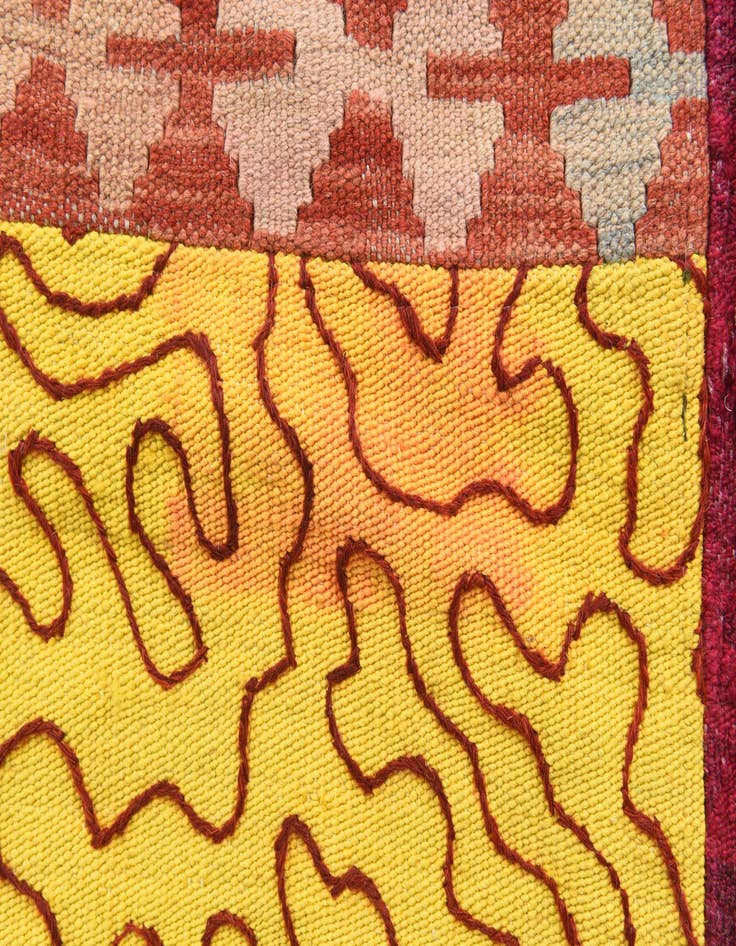 Detail image of  4' 8 x 6' 6  Hand Woven Kilim Patchwork Wool Rug