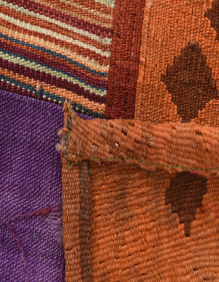 Detail image of  4' 8 x 6' 6  Hand Woven Kilim Patchwork Wool Rug