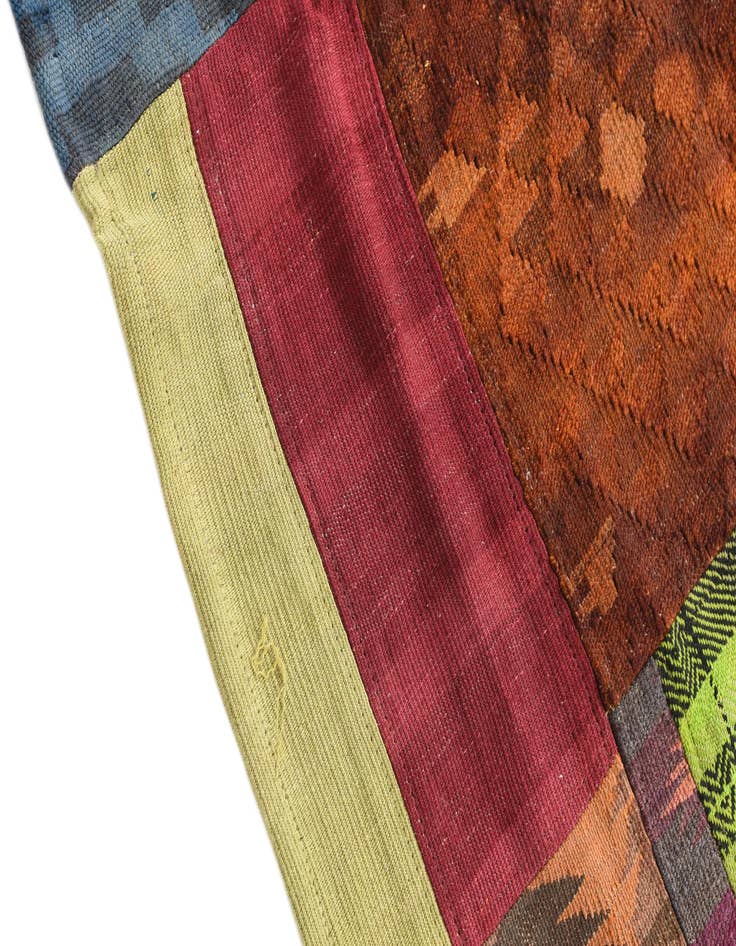 Detail image of  5' 4 x 7' 8  Hand Woven Kilim Patchwork Wool Rug