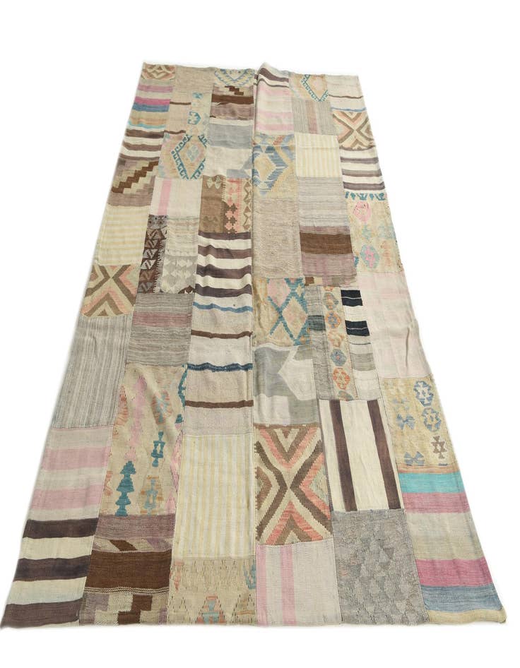Detail image of  6' 5 x 9' 7  Hand Woven Kilim Patchwork Wool Rug
