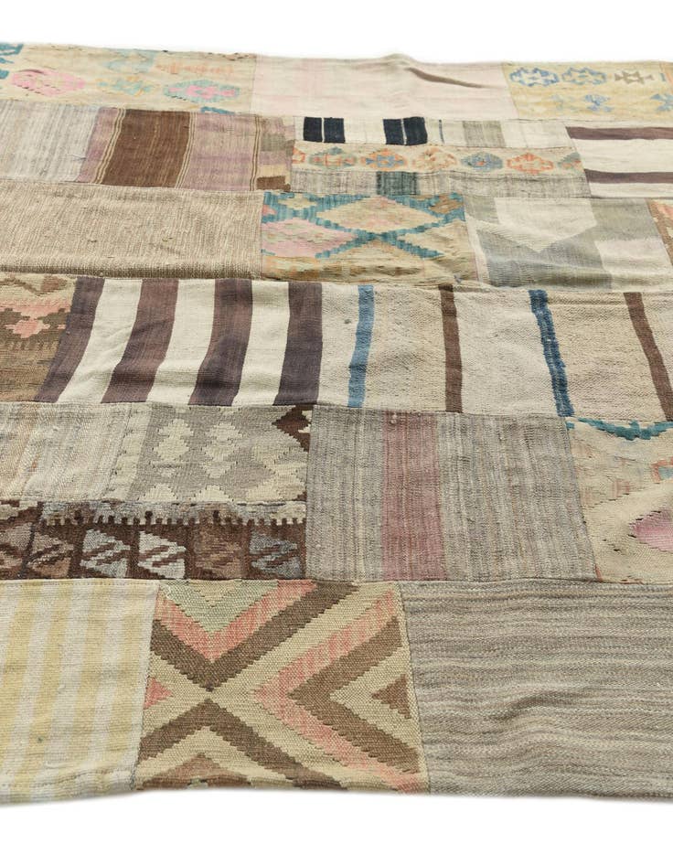 Detail image of  6' 5 x 9' 7  Hand Woven Kilim Patchwork Wool Rug