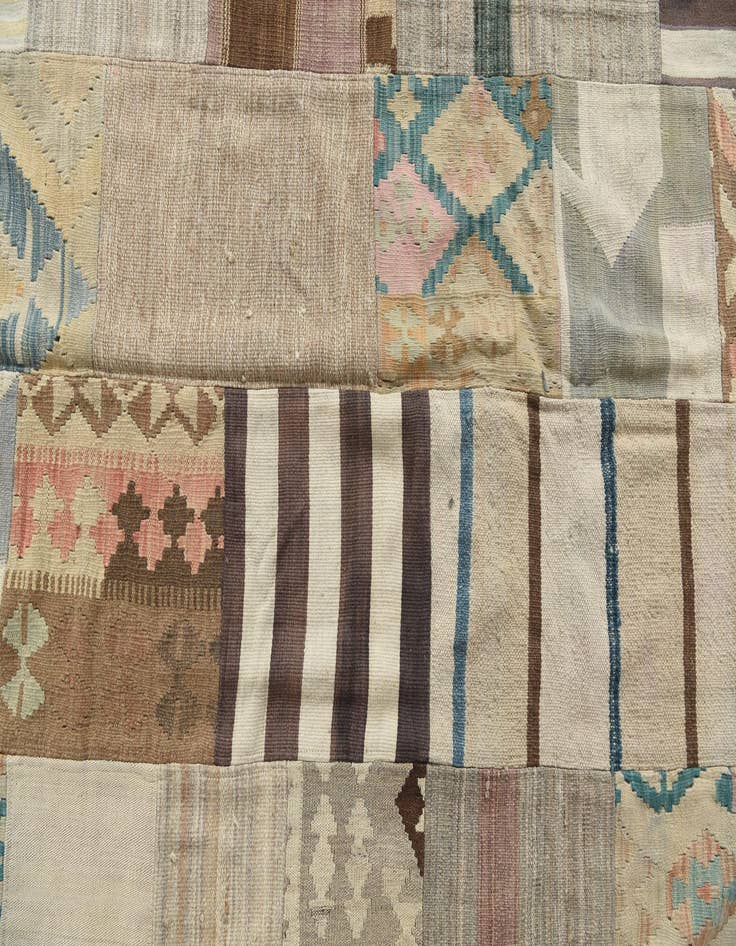 Detail image of  6' 5 x 9' 7  Hand Woven Kilim Patchwork Wool Rug