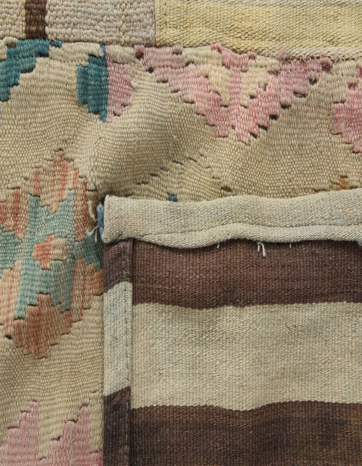 Detail image of  6' 5 x 9' 7  Hand Woven Kilim Patchwork Wool Rug