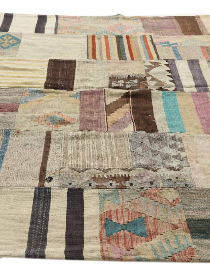 Detail image of  6' 4 x 9' 8  Hand Woven Kilim Patchwork Wool Rug