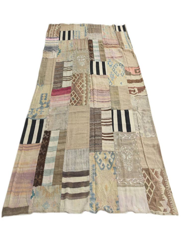 Detail image of  6' 5 x 9'  Hand Woven Kilim Patchwork Wool Rug