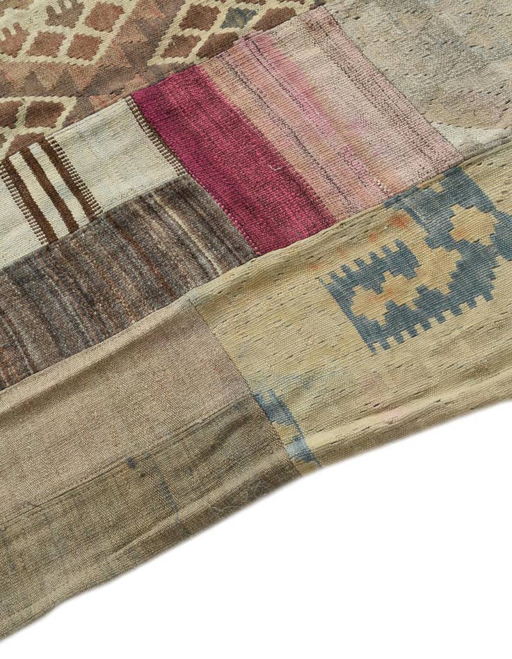 Detail image of  6' 5 x 9'  Hand Woven Kilim Patchwork Wool Rug