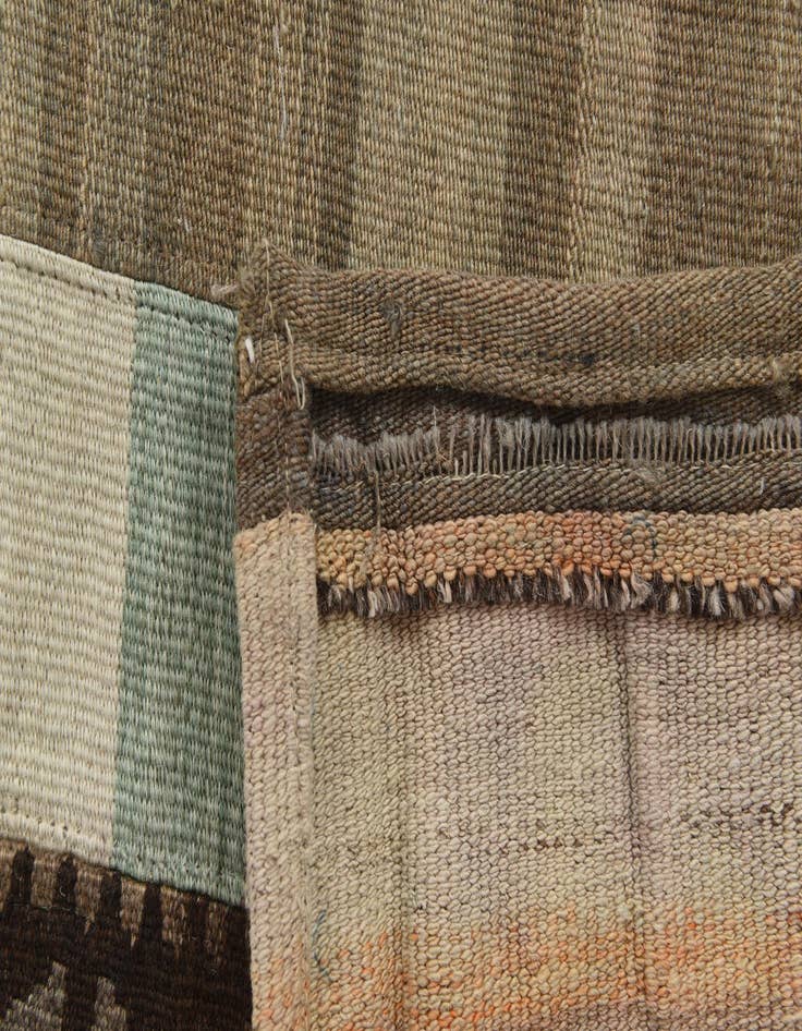 Detail image of  6' 5 x 9'  Hand Woven Kilim Patchwork Wool Rug