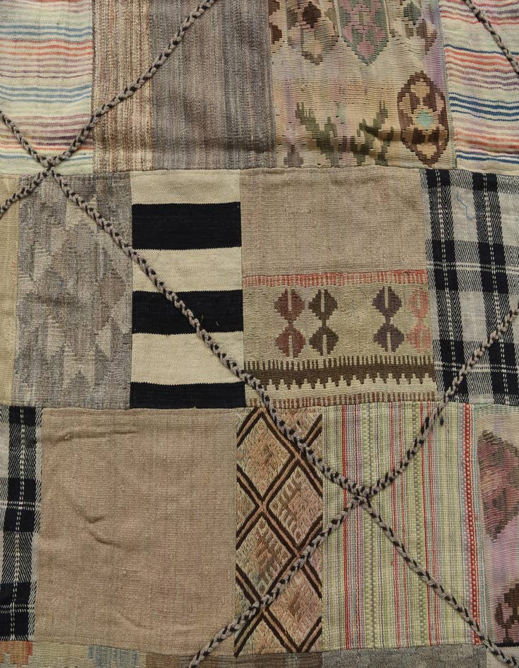 Detail image of  6' 5 x 10'  Hand Woven Kilim Patchwork Wool Rug