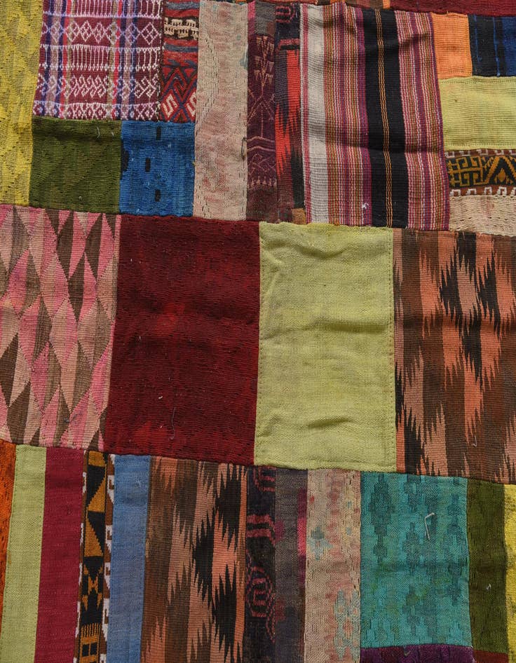 Detail image of  5' 5 x 7' 8  Hand Woven Kilim Patchwork Wool Rug