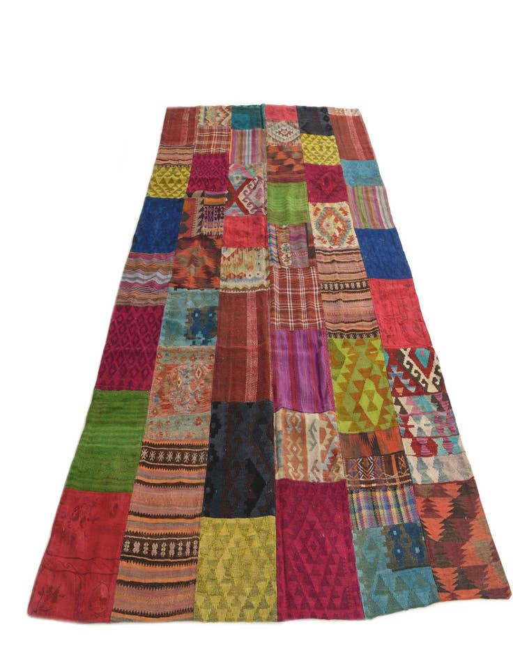 Detail image of  6' 8 x 9' 10  Hand Woven Kilim Patchwork Wool Rug