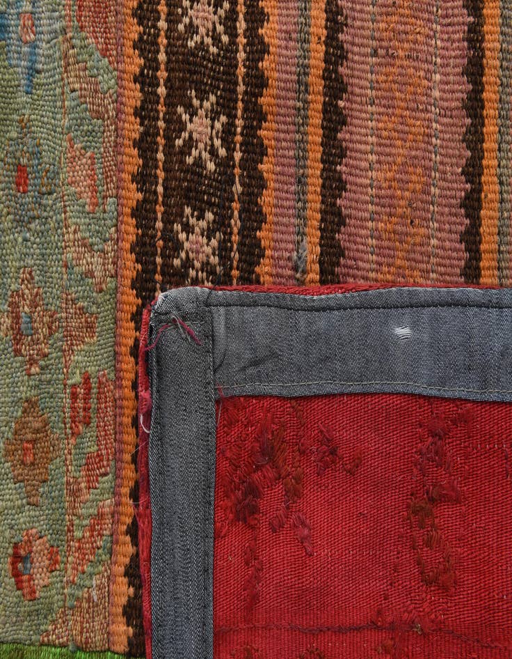 Detail image of  6' 8 x 9' 10  Hand Woven Kilim Patchwork Wool Rug