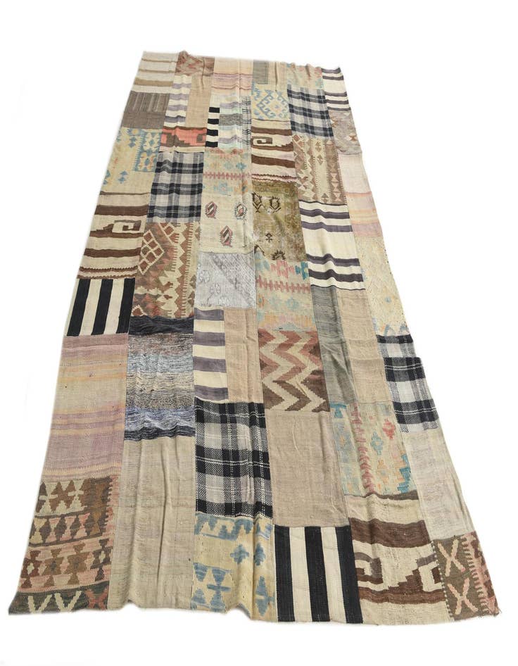 Detail image of  6' 2 x 9' 8  Hand Woven Kilim Patchwork Wool Rug