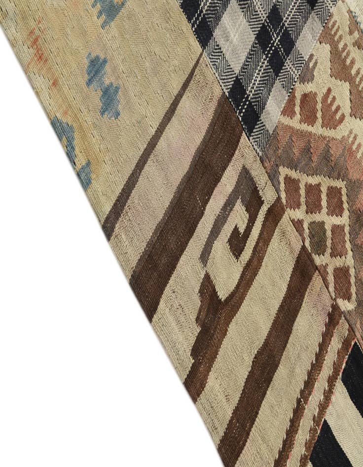 Detail image of  6' 2 x 9' 8  Hand Woven Kilim Patchwork Wool Rug