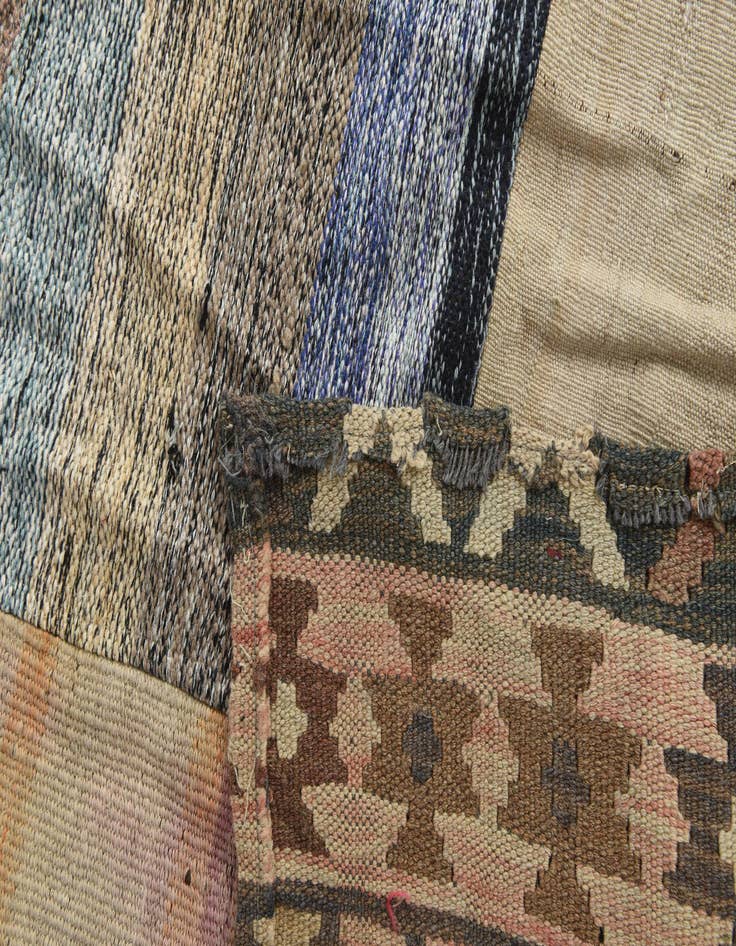 Detail image of  6' 2 x 9' 8  Hand Woven Kilim Patchwork Wool Rug