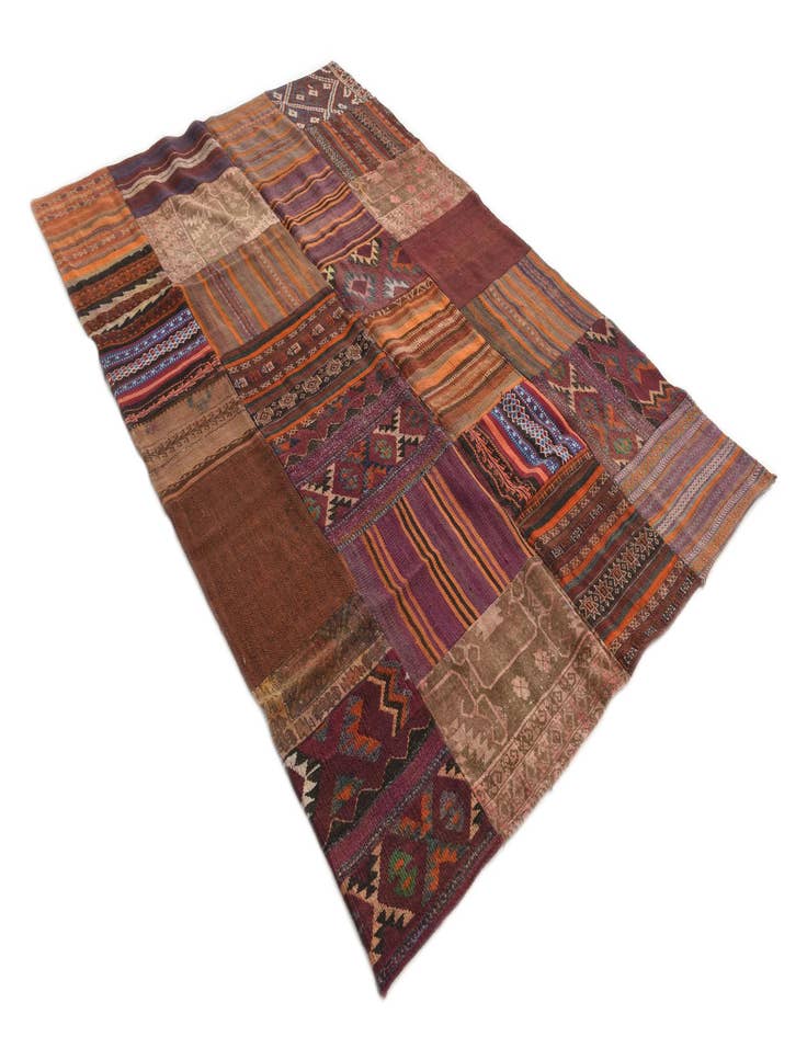 Detail image of  5' 4 x 8' 1  Hand Woven Kilim Patchwork Wool Rug