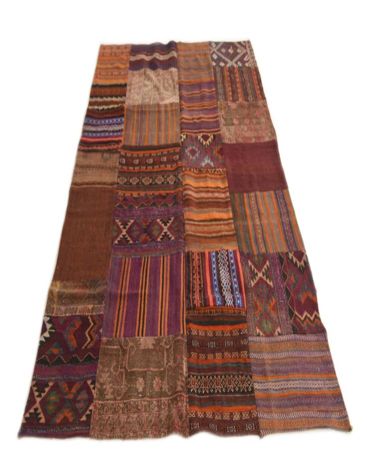 Detail image of  5' 4 x 8' 1  Hand Woven Kilim Patchwork Wool Rug