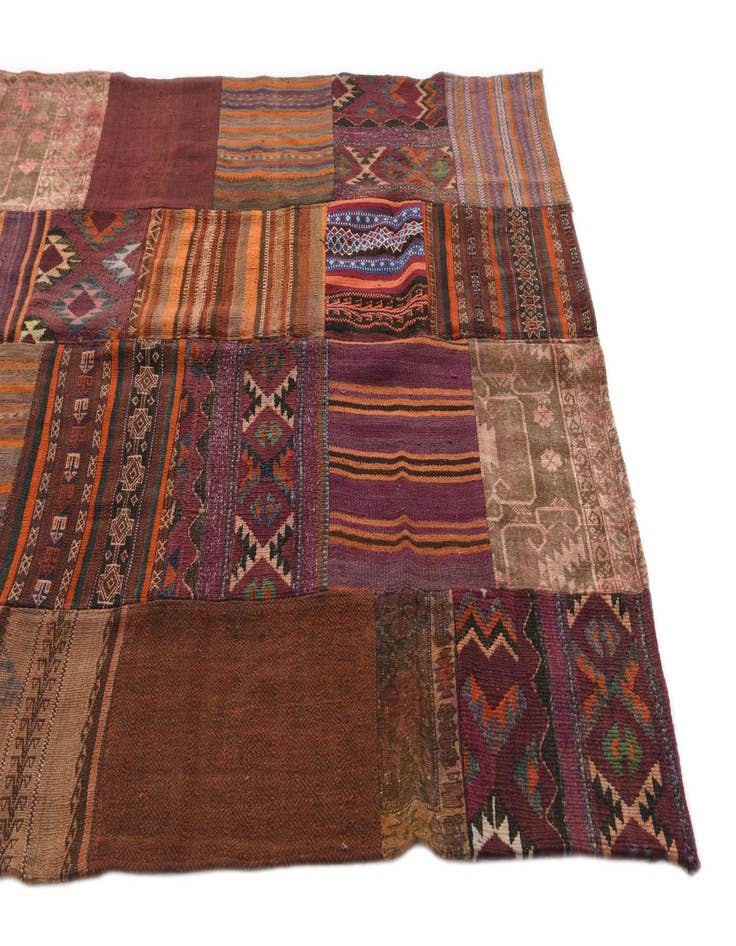 Detail image of  5' 4 x 8' 1  Hand Woven Kilim Patchwork Wool Rug