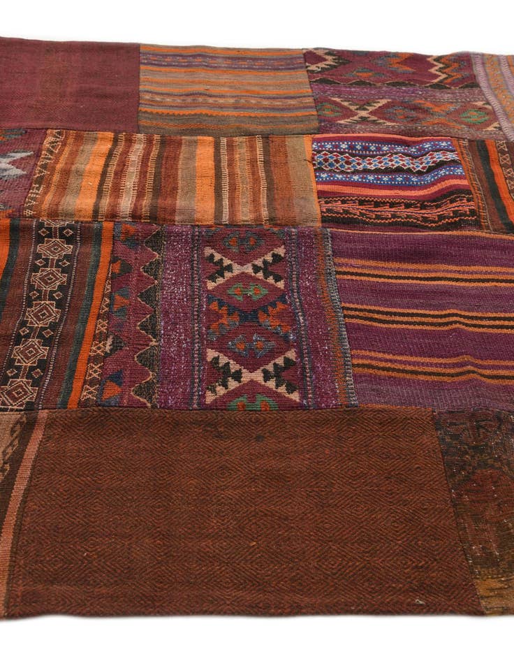 Detail image of  5' 4 x 8' 1  Hand Woven Kilim Patchwork Wool Rug